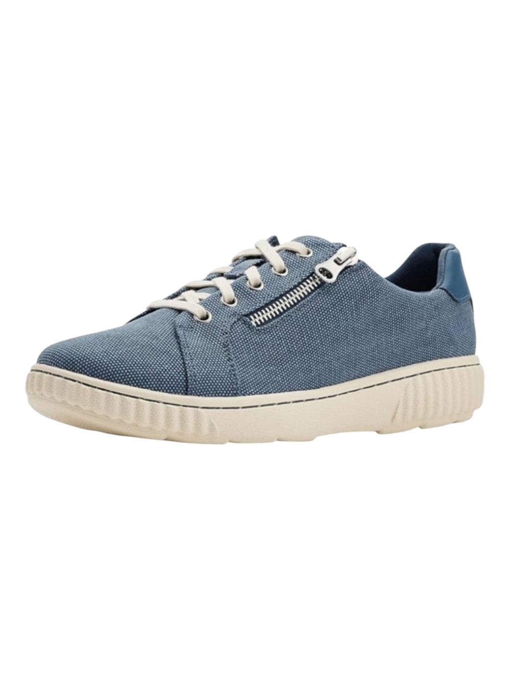 Clarks Collection Caroline Echo Slip Resistant Slip On Zipper Blue Cream 8